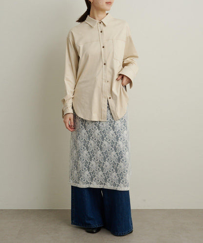 仿麂皮翻領襯衫