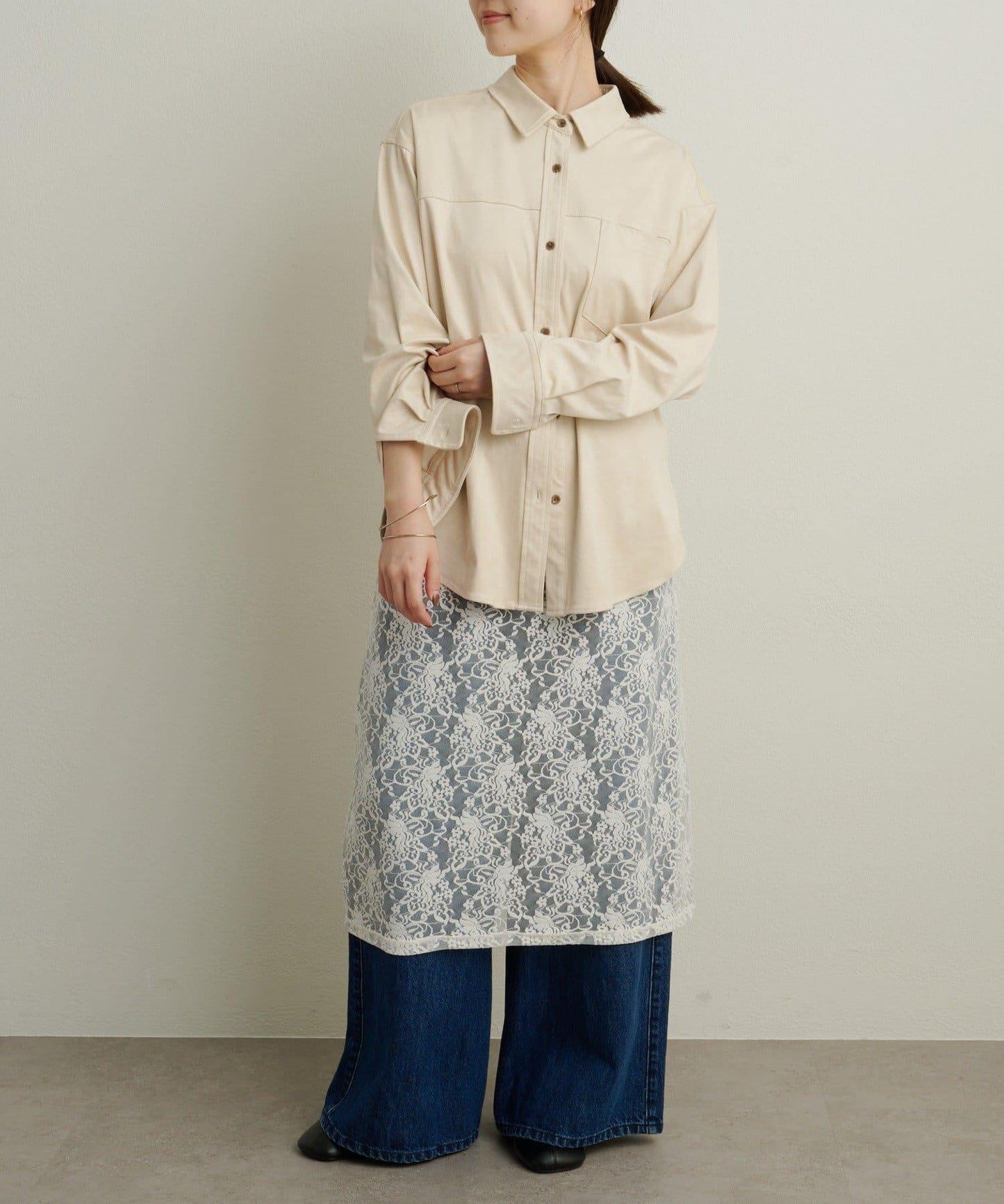 仿麂皮翻領襯衫