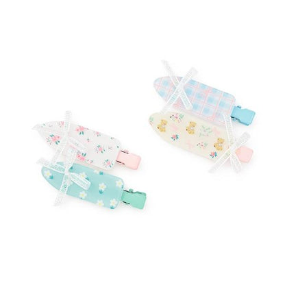 拼色蝴蝶結髮夾2件套