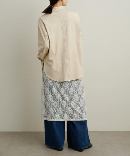 仿麂皮翻領襯衫