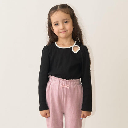 拼色愛心羅紋上衣