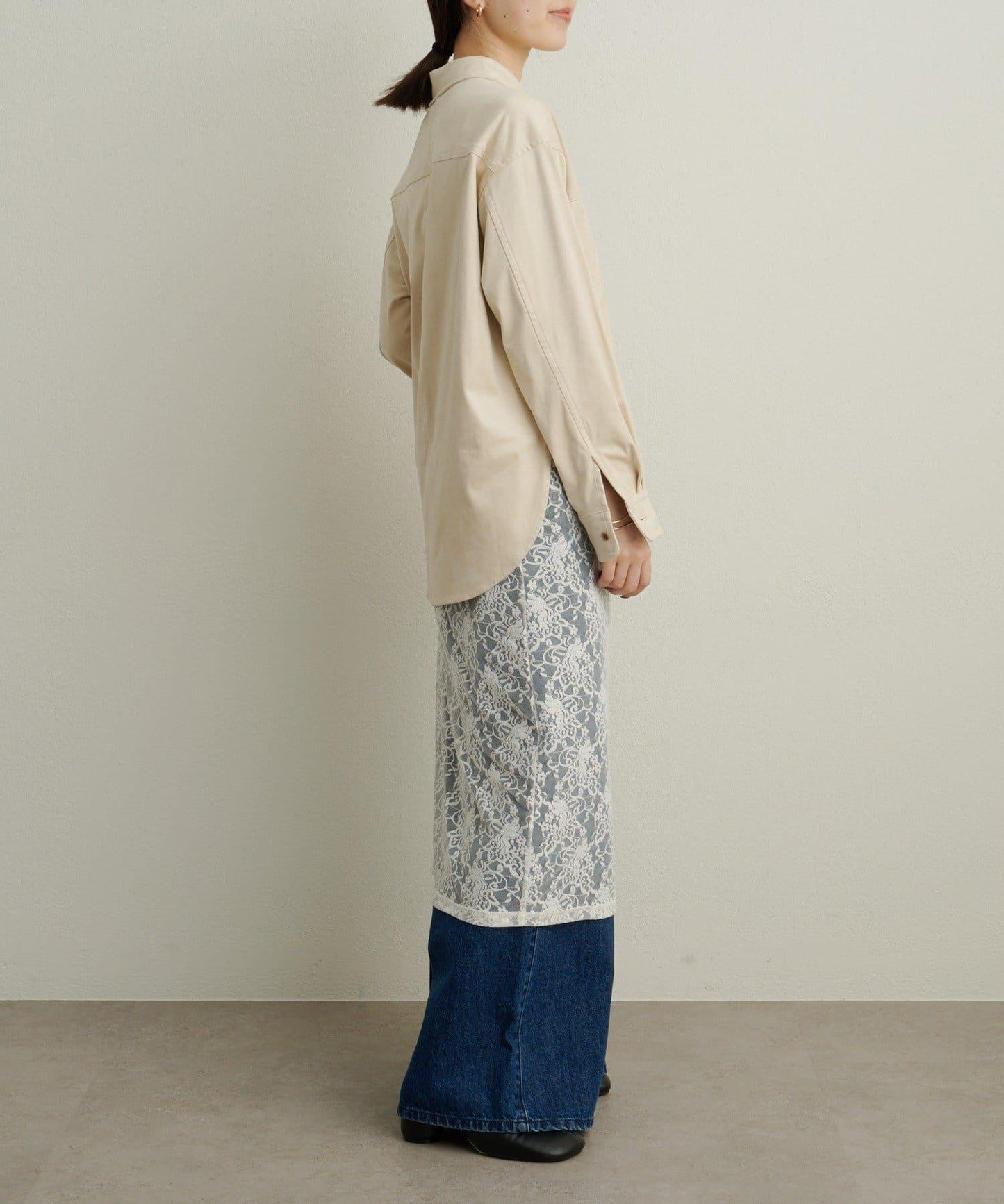 仿麂皮翻領襯衫