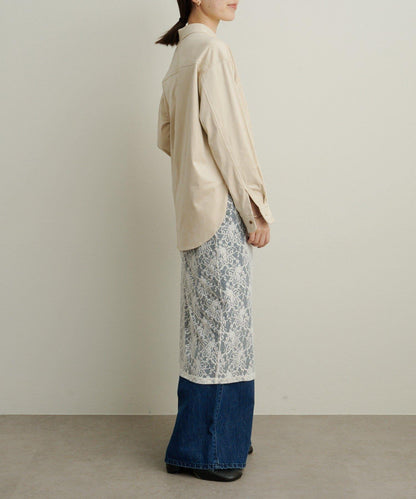 仿麂皮翻領襯衫