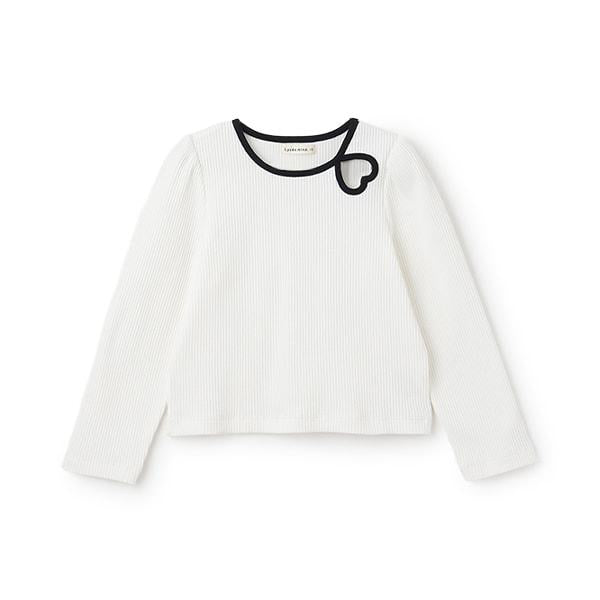 拼色愛心羅紋上衣