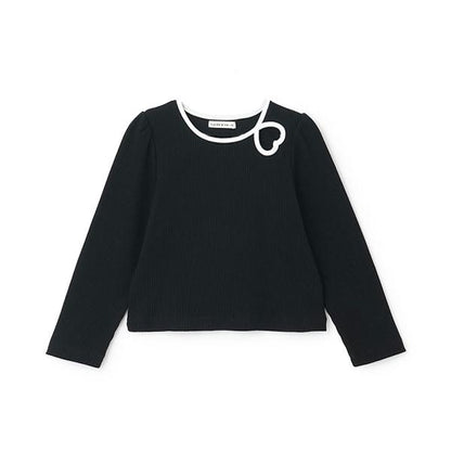 拼色愛心羅紋上衣