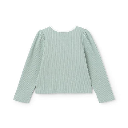 拼色愛心羅紋上衣