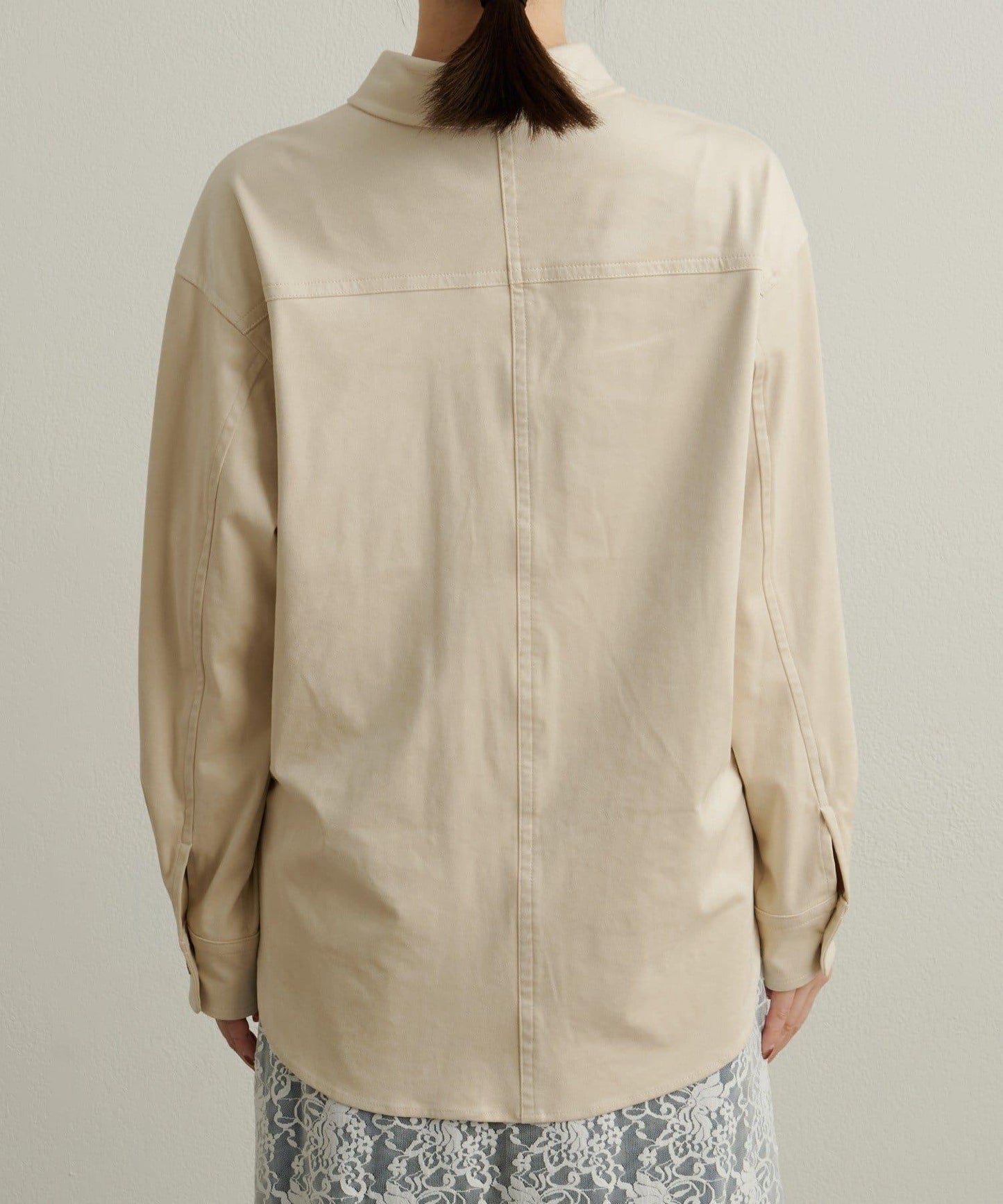 仿麂皮翻領襯衫