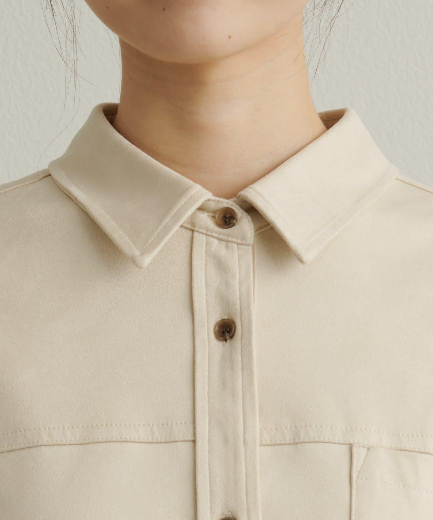 仿麂皮翻領襯衫