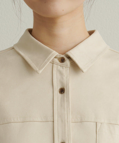 仿麂皮翻領襯衫