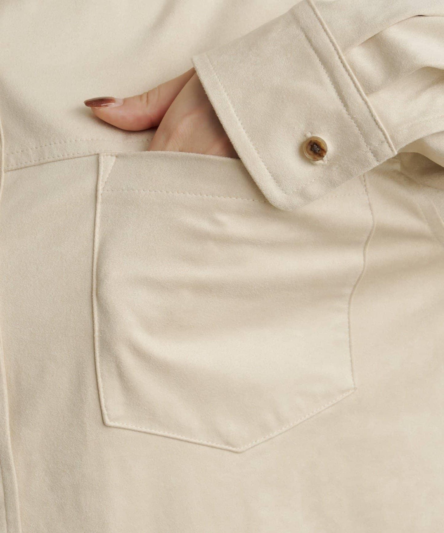 仿麂皮翻領襯衫