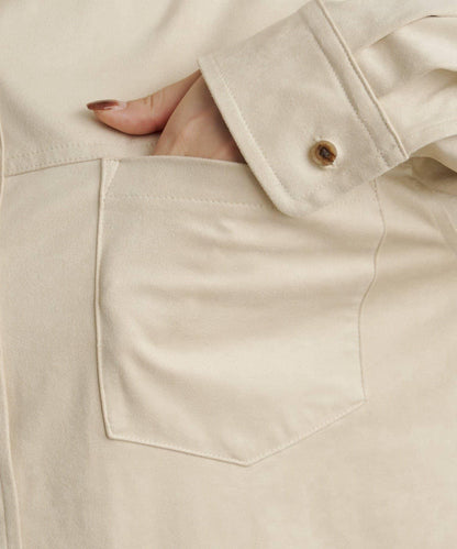 仿麂皮翻領襯衫