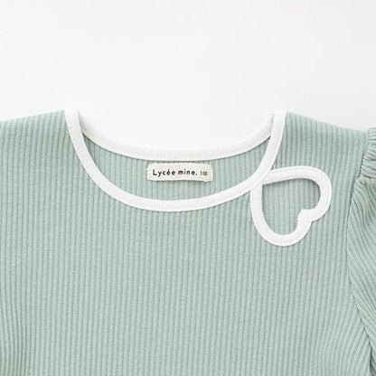 拼色愛心羅紋上衣