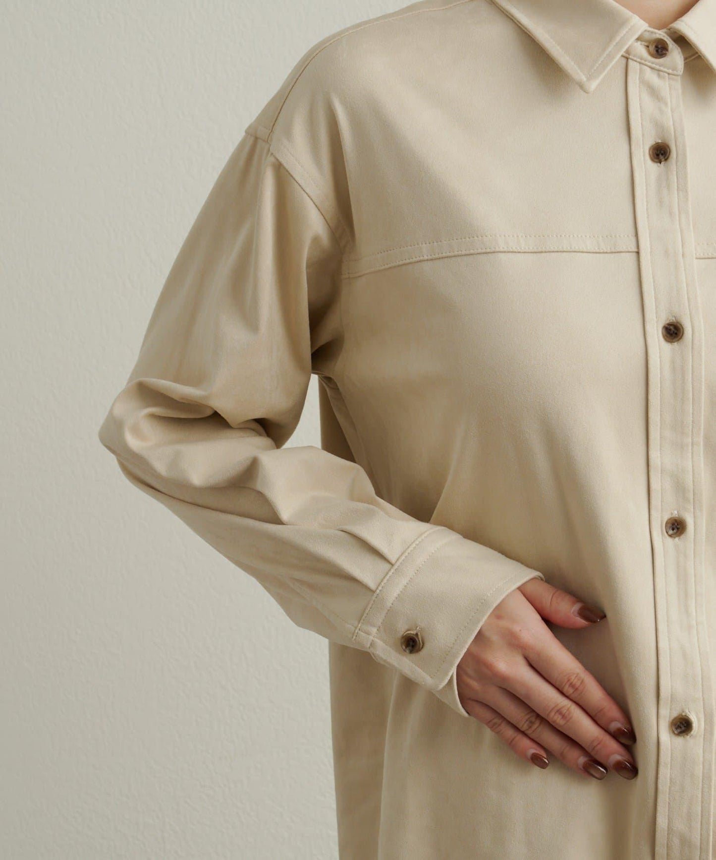 仿麂皮翻領襯衫