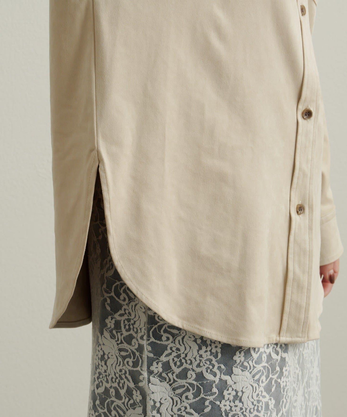 仿麂皮翻領襯衫