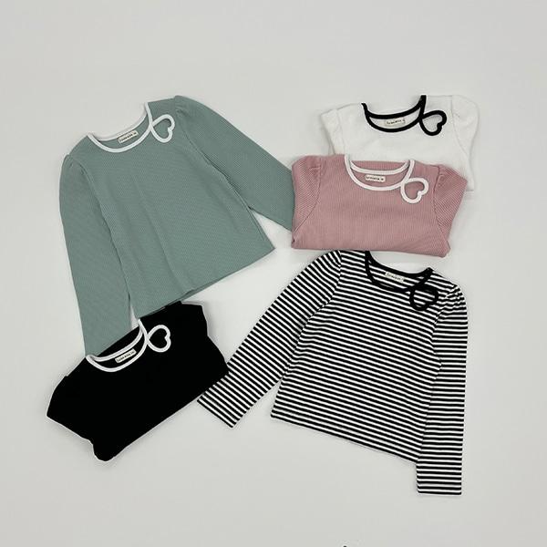 拼色愛心羅紋上衣