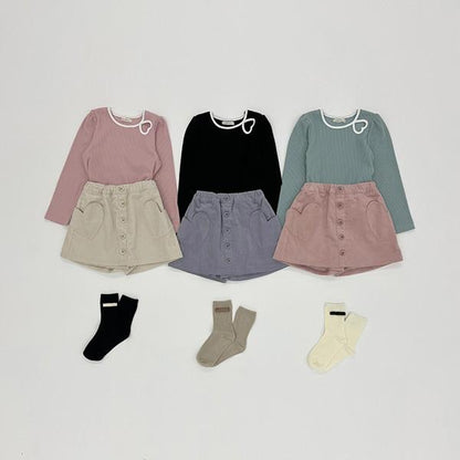 拼色愛心羅紋上衣