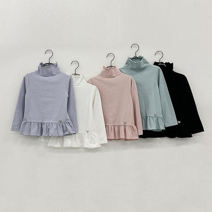 荷葉邊下襬褶皺高領衫