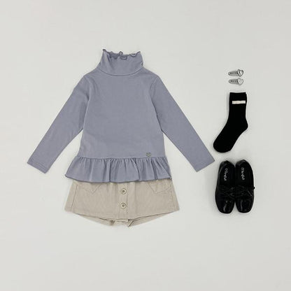 荷葉邊下襬褶皺高領衫