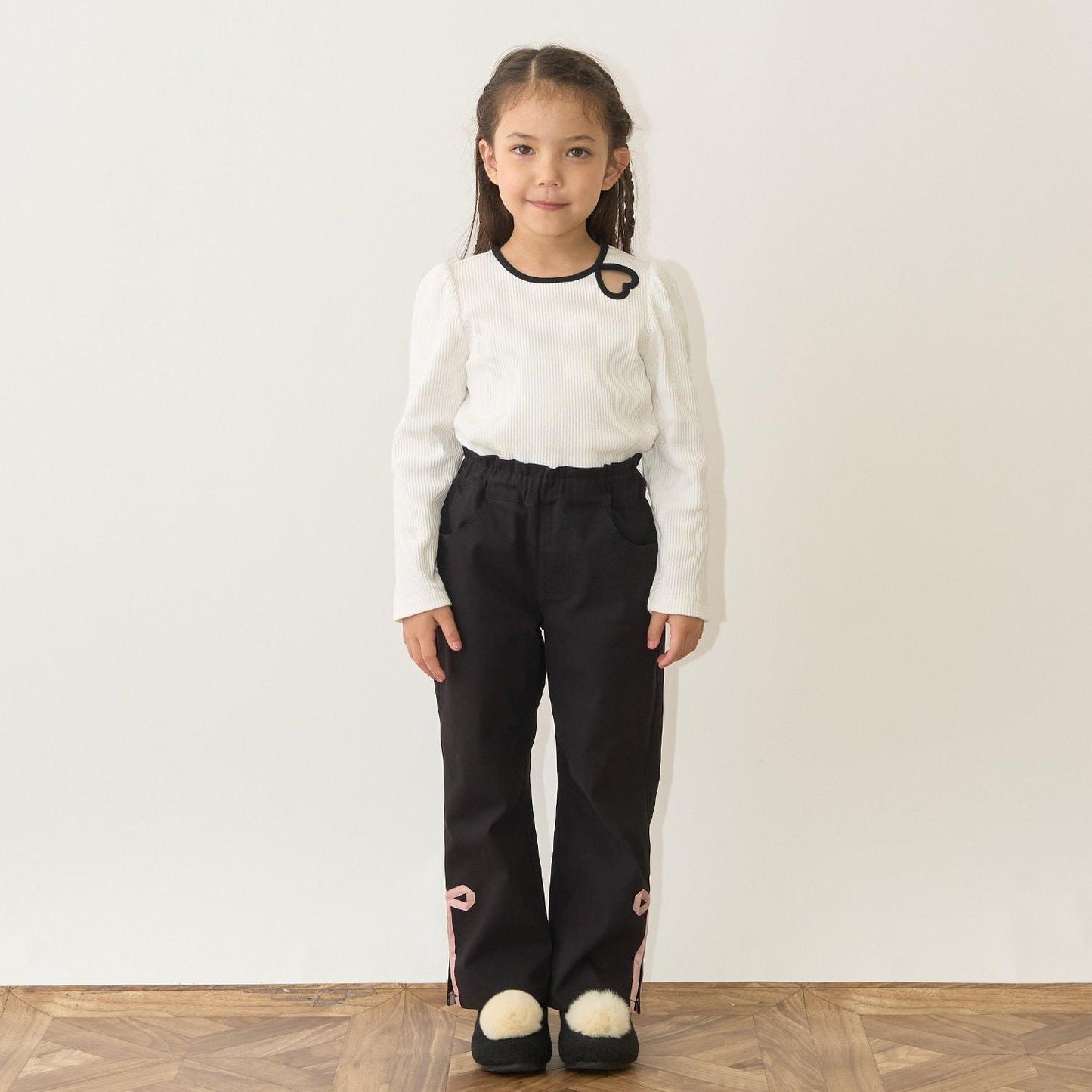 拼色愛心羅紋上衣