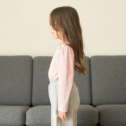 拼色愛心羅紋上衣