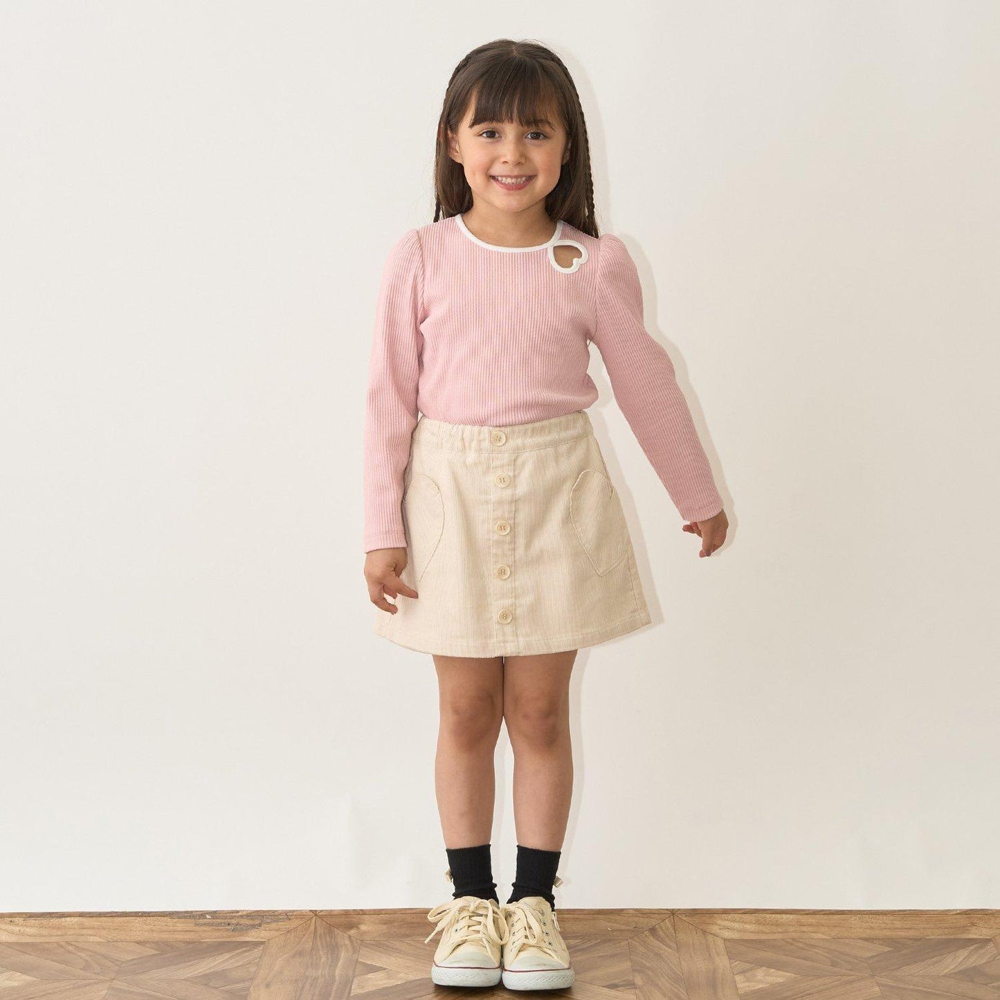 拼色愛心羅紋上衣