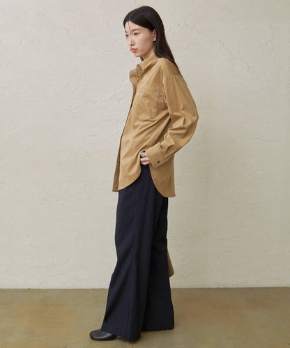 仿麂皮翻領襯衫