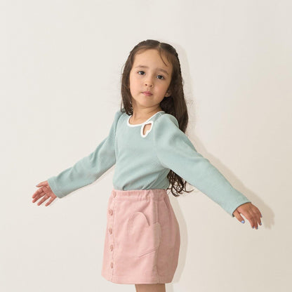 拼色愛心羅紋上衣