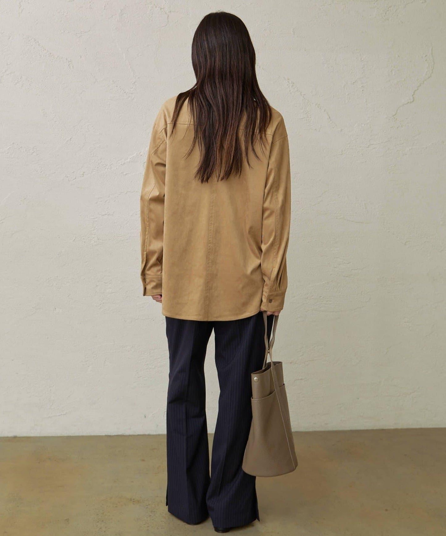 仿麂皮翻領襯衫