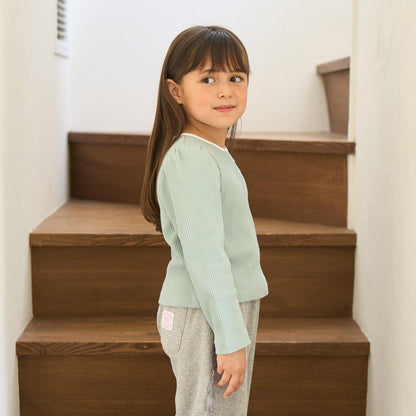 拼色愛心羅紋上衣