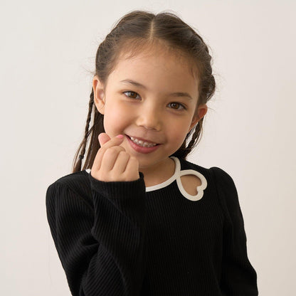 拼色愛心羅紋上衣