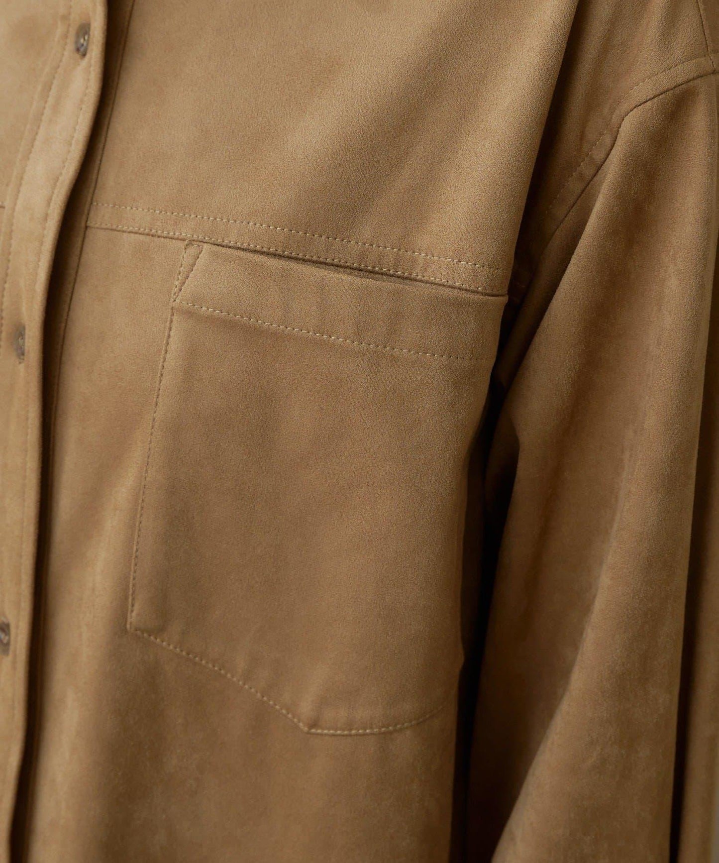 仿麂皮翻領襯衫