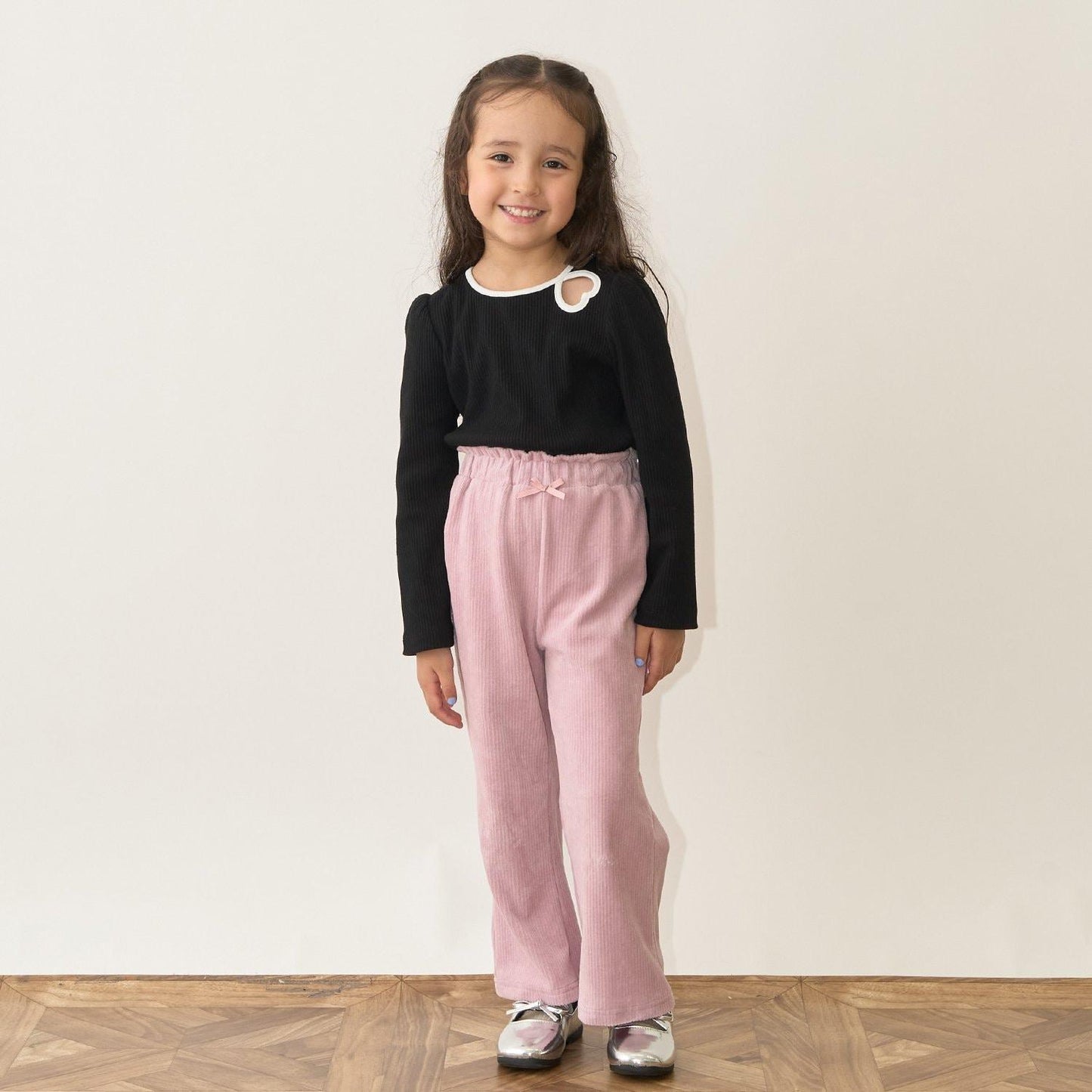 拼色愛心羅紋上衣