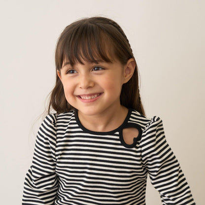 拼色愛心羅紋上衣