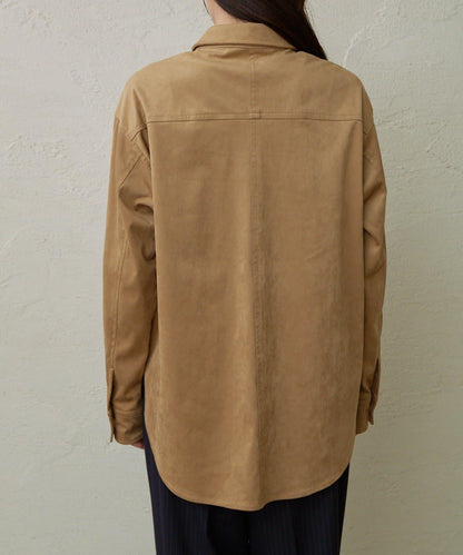 仿麂皮翻領襯衫