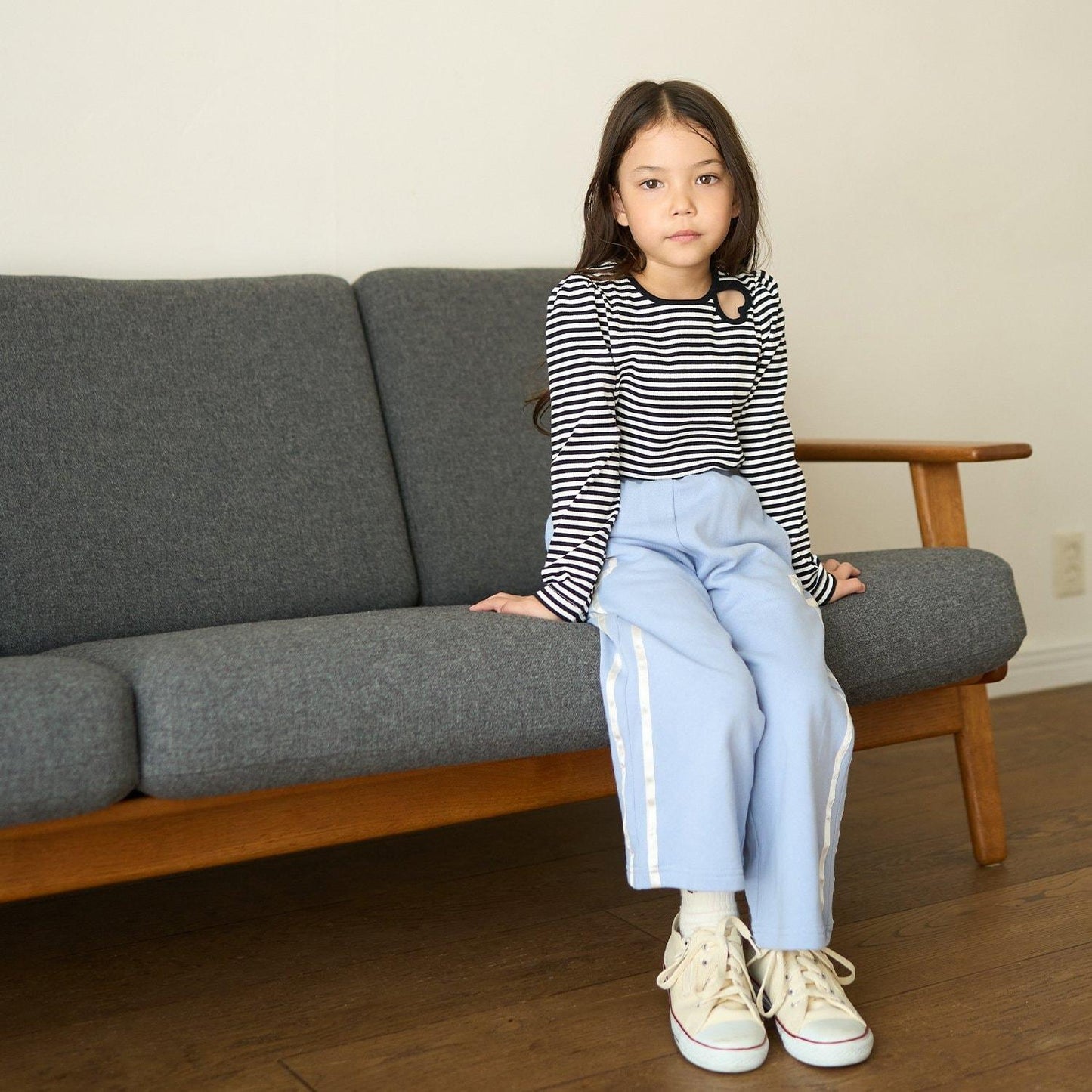 拼色愛心羅紋上衣