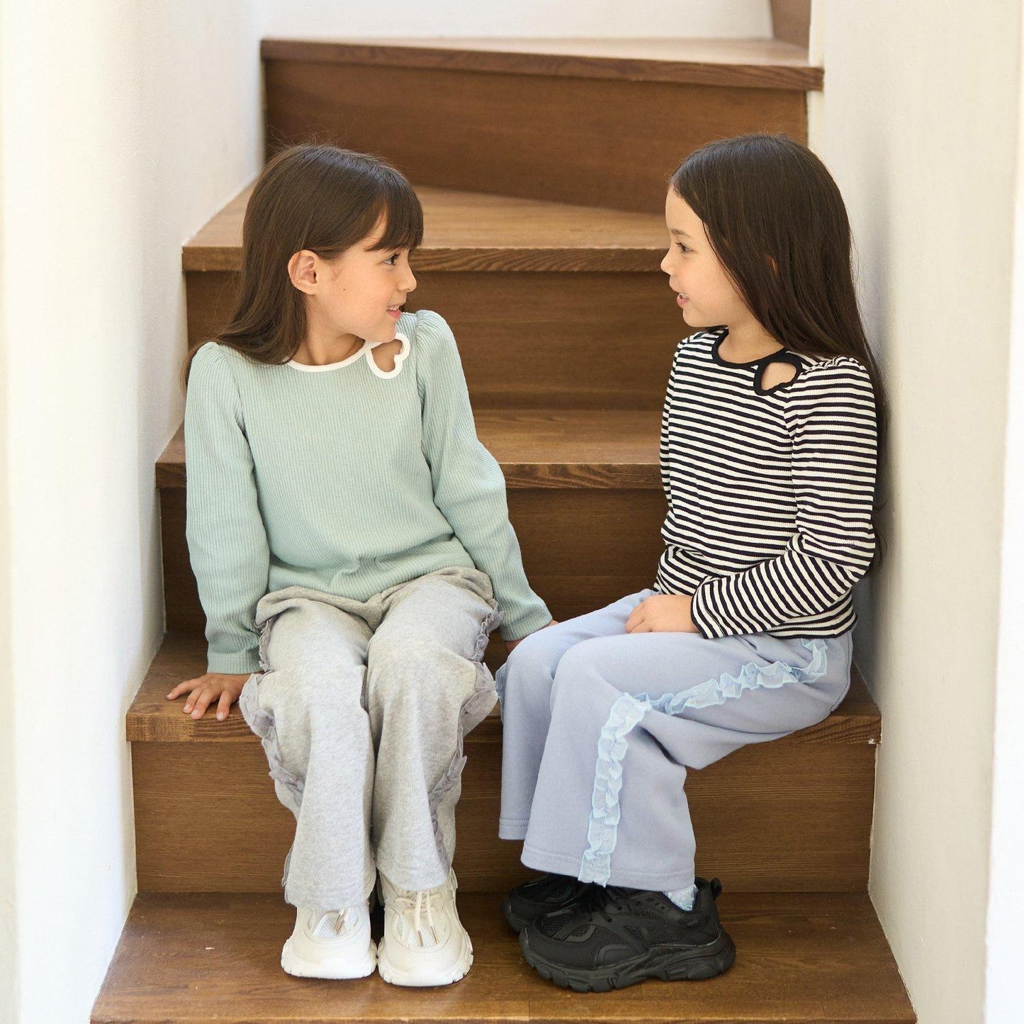 拼色愛心羅紋上衣