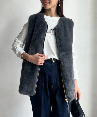 羊毛皮拼接毛絨馬甲