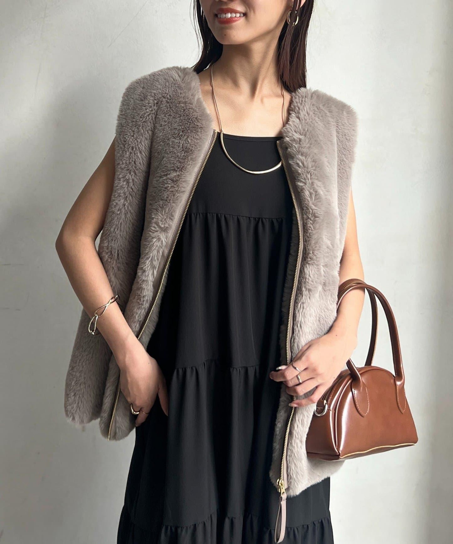 羊毛皮拼接毛絨馬甲