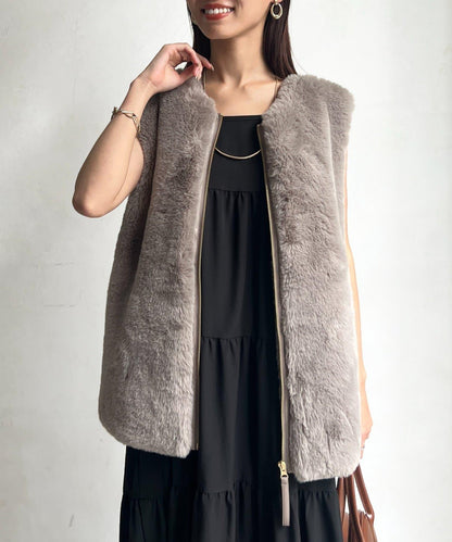 羊毛皮拼接毛絨馬甲