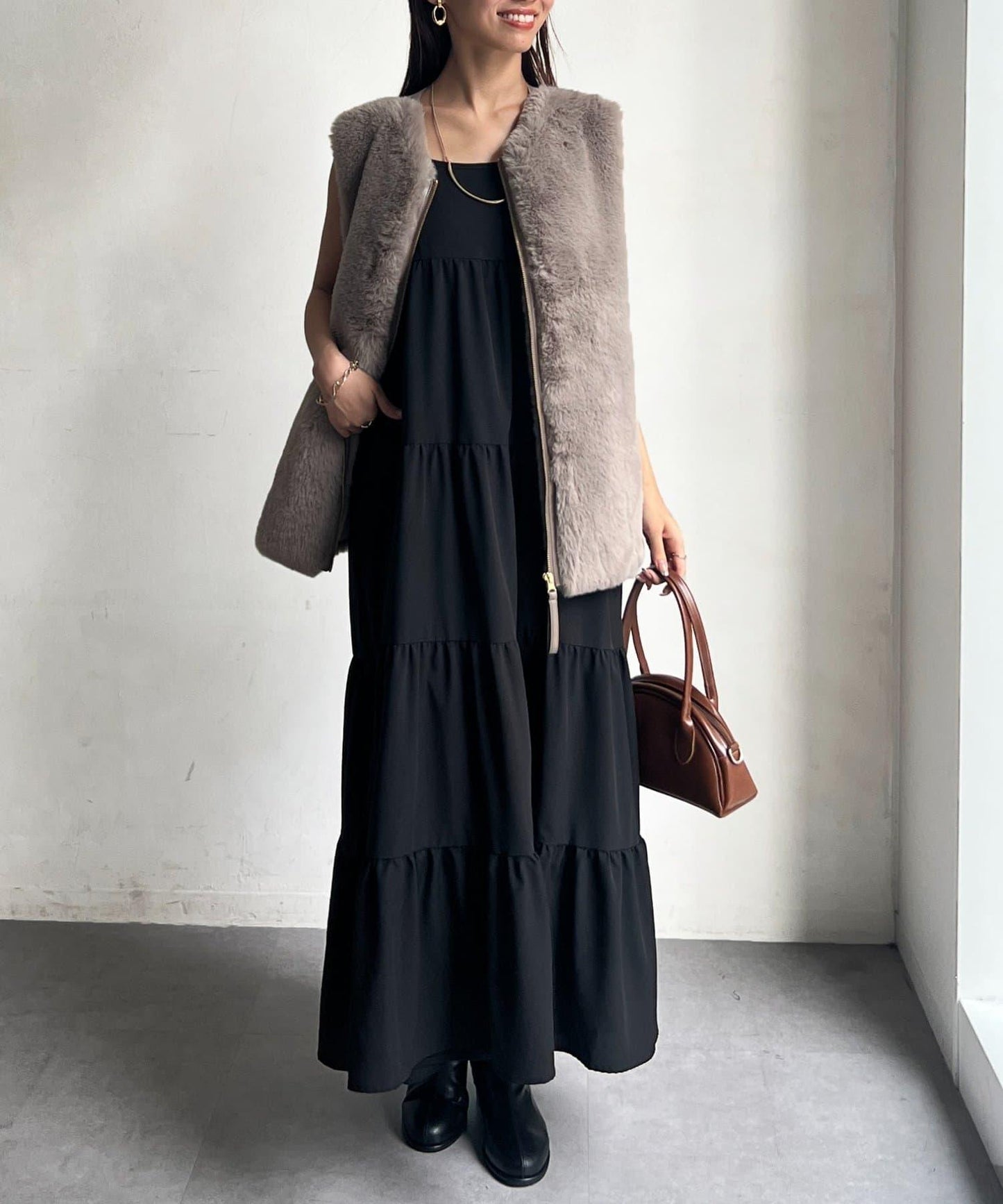 羊毛皮拼接毛絨馬甲