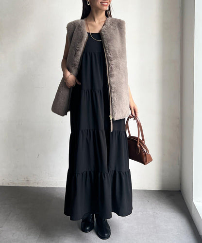 羊毛皮拼接毛絨馬甲