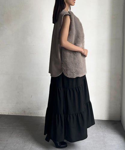 羊毛皮拼接毛絨馬甲