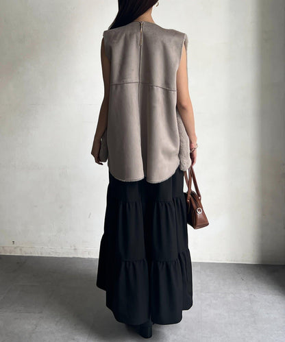 羊毛皮拼接毛絨馬甲