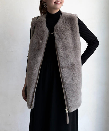 羊毛皮拼接毛絨馬甲