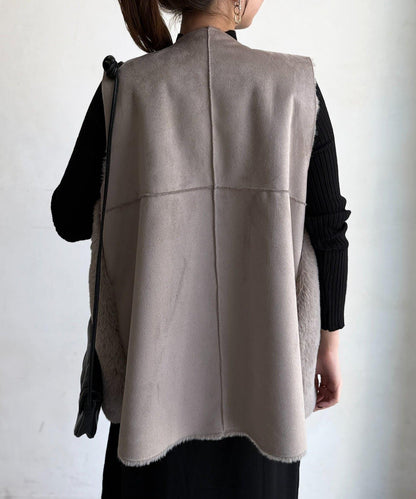 羊毛皮拼接毛絨馬甲