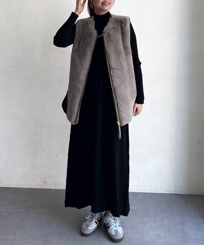 羊毛皮拼接毛絨馬甲