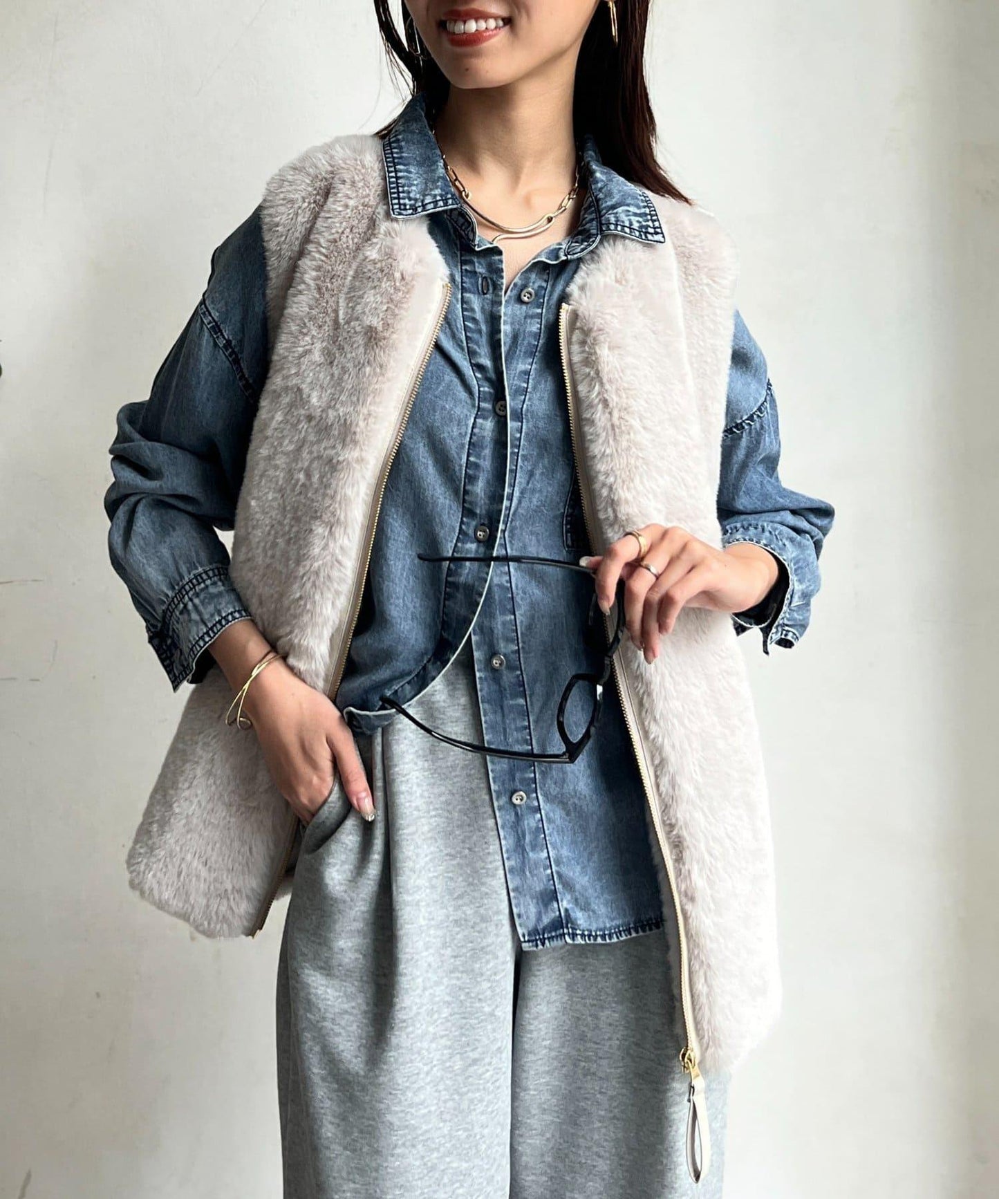 羊毛皮拼接毛絨馬甲