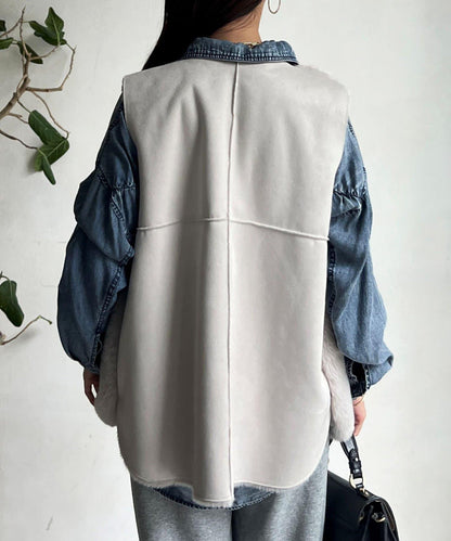 羊毛皮拼接毛絨馬甲