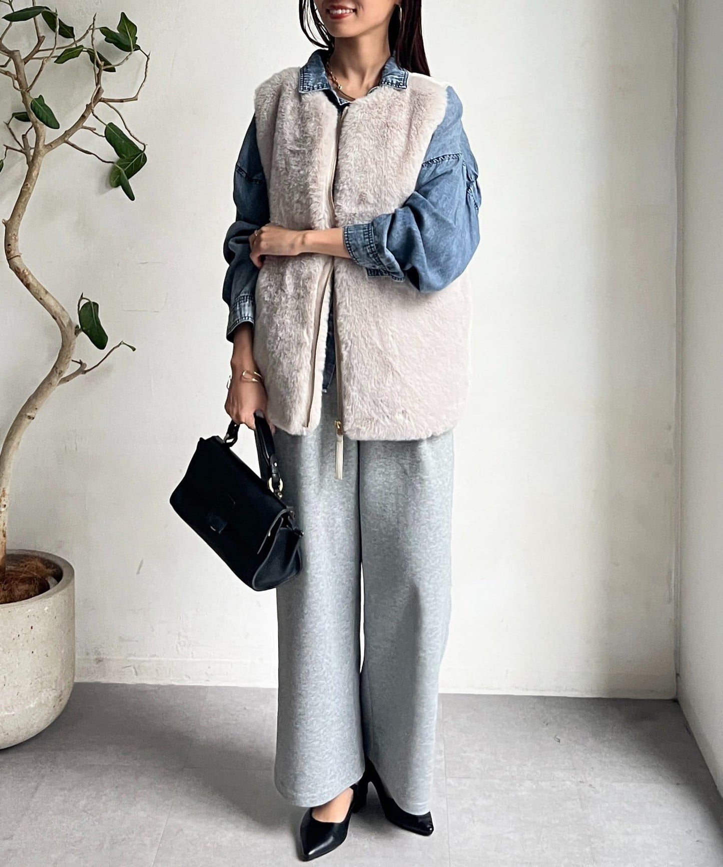 羊毛皮拼接毛絨馬甲