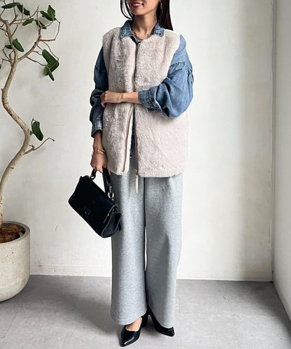 羊毛皮拼接毛絨馬甲